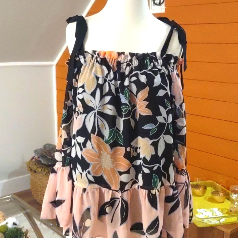 Floral tie shoulder top